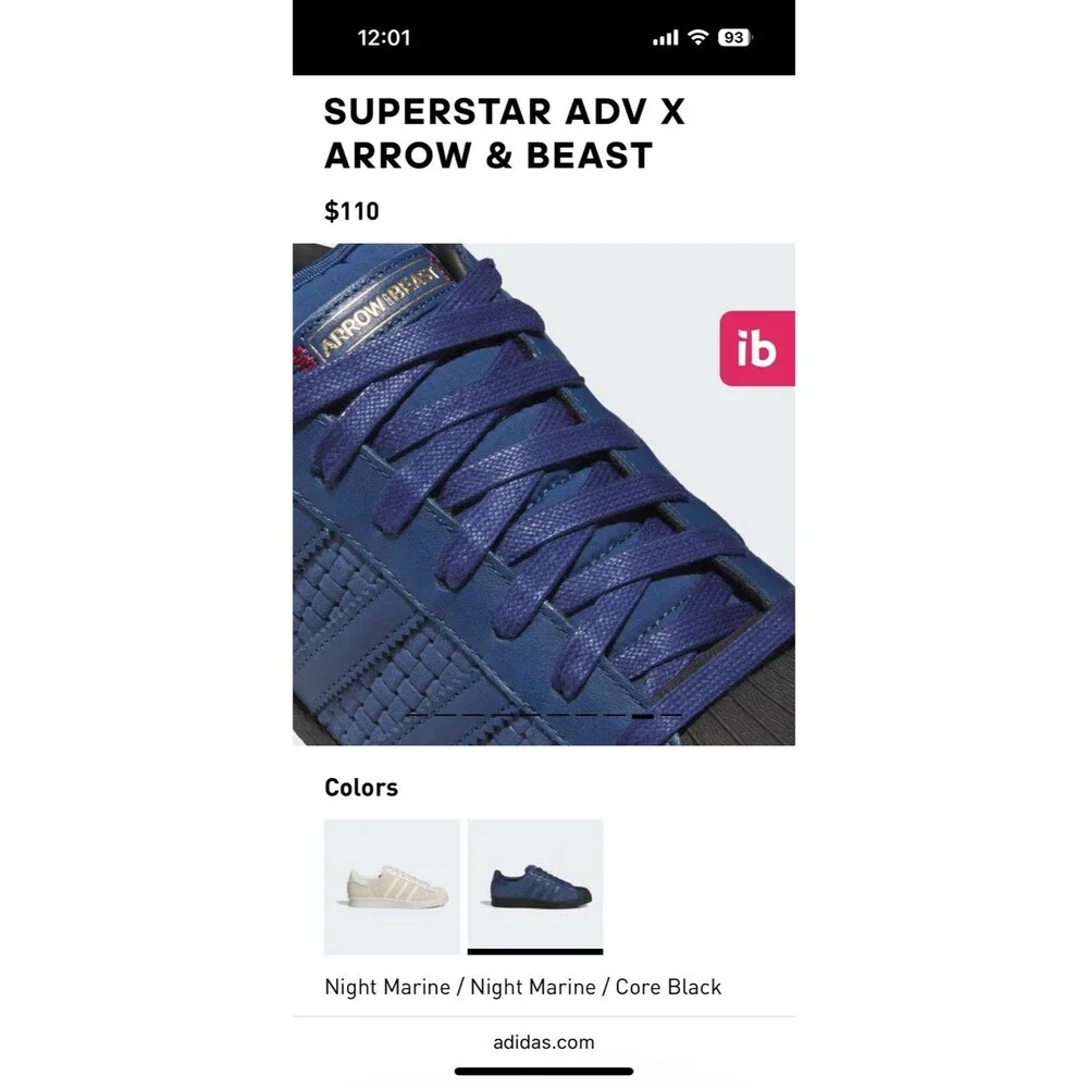 New Adidas Arrow & Beast x Superstar ADV Paris Size 11.5